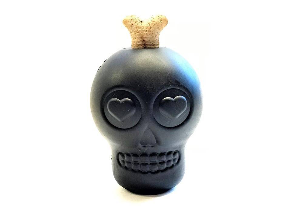 Magnum Sugar Skull Chew Toy & Treat Dispenser - Dog -  (30-65 lbs)| - (Black ) - (Rubber) - (SodaPup)