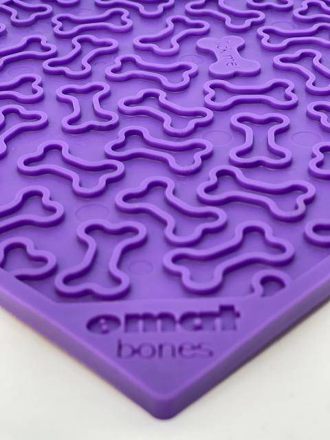 Anxious Dog: Try this Relief Enrichment Lick Mat (Bones) (Purple & Red)