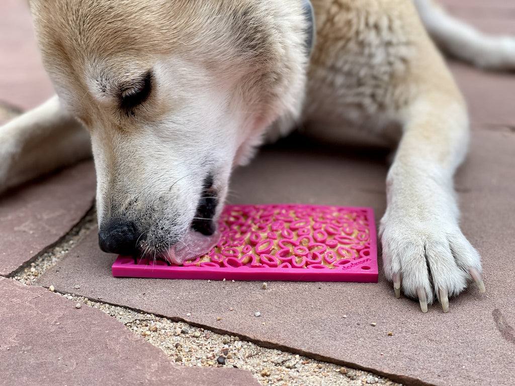 Anxious Dog: Try this Relief Enrichment Lick Mat (Flower Power) (Pink)