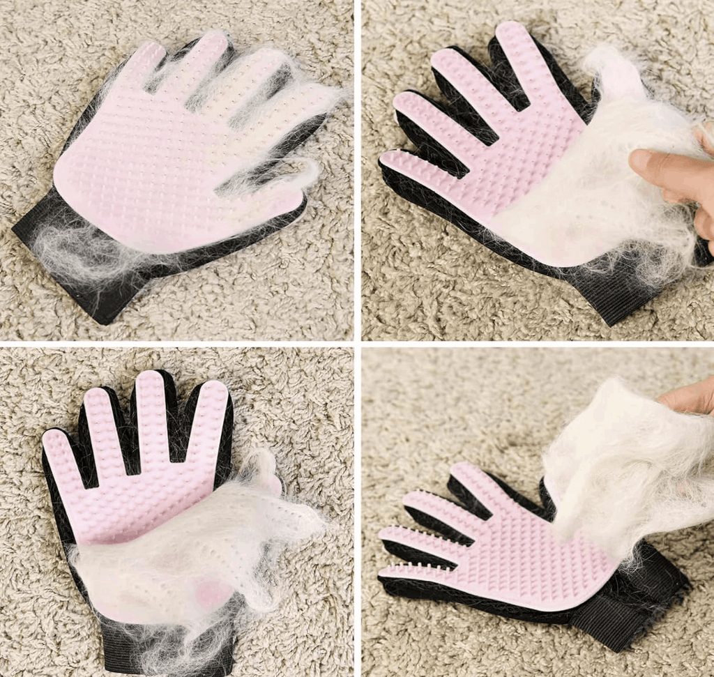 Grooming Massage Glove - Dog Cat  - (Double-Sided) - (One-Size) - (Pink, Blue) - (Rubber) - (While Supplies Last)