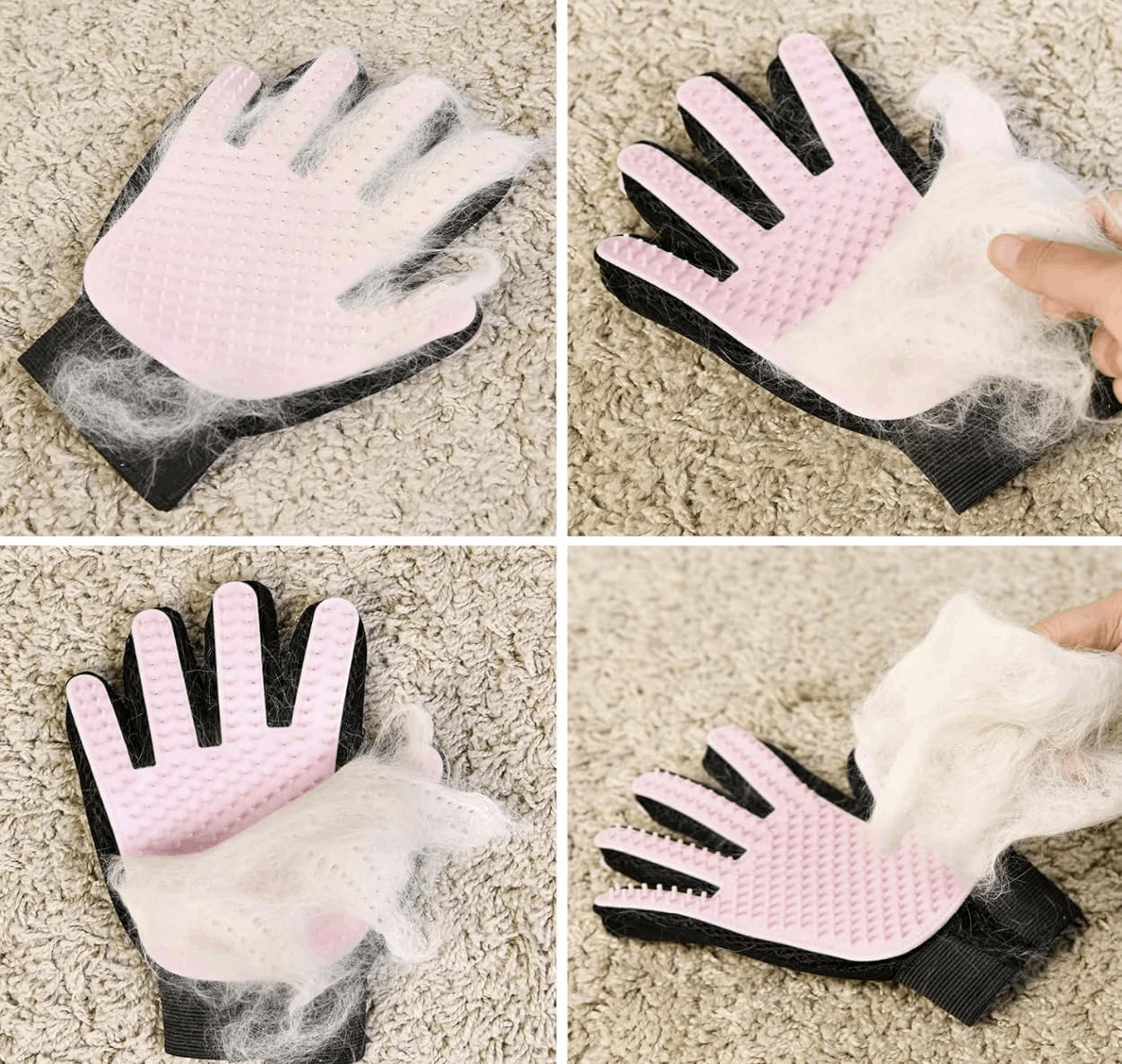 Grooming Massage Glove - Dog Cat  - (Double-Sided) - (One-Size) - (Pink, Blue) - (Rubber) - (While Supplies Last)