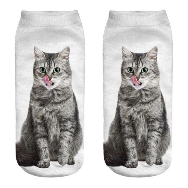3D Kitten Ankle Socks - (25 Design Options) - (Colors Vary) - Girls and Ladies