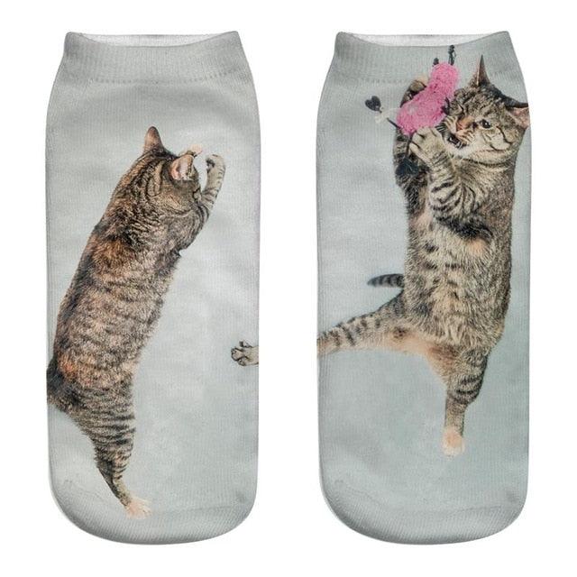 3D Kitten Ankle Socks - (25 Design Options) - (Colors Vary) - Girls and Ladies