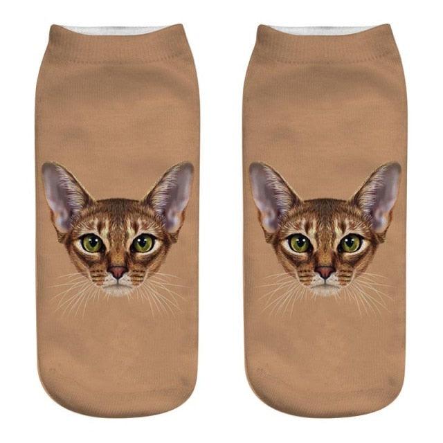 3D Kitten Ankle Socks - (25 Design Options) - (Colors Vary) - Girls and Ladies