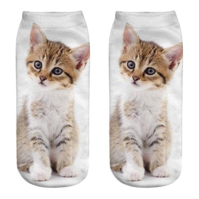 3D Kitten Ankle Socks - (25 Design Options) - (Colors Vary) - Girls and Ladies