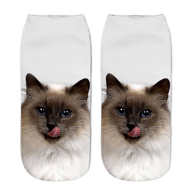 3D Kitten Ankle Socks - (25 Design Options) - (Colors Vary) - Girls and Ladies