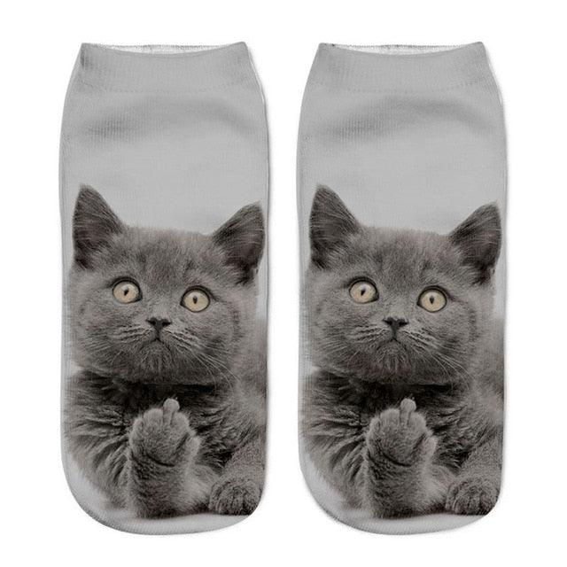 3D Kitten Ankle Socks - (25 Design Options) - (Colors Vary) - Girls and Ladies