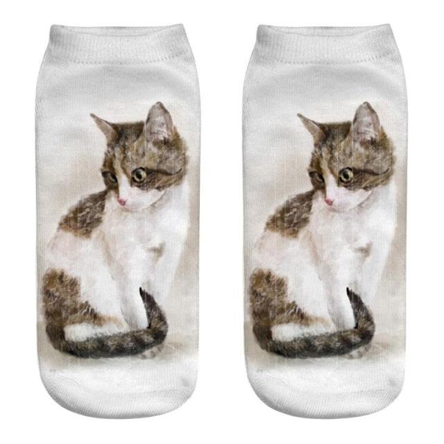 3D Kitten Ankle Socks - (25 Design Options) - (Colors Vary) - Girls and Ladies