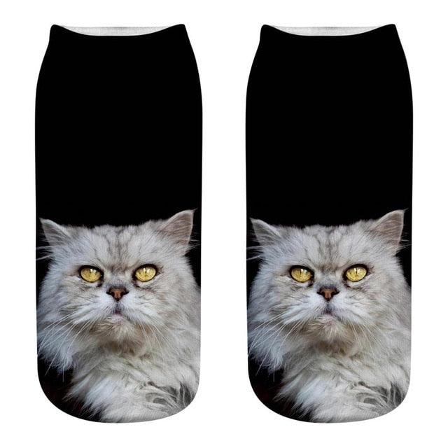 3D Kitten Ankle Socks - (25 Design Options) - (Colors Vary) - Girls and Ladies