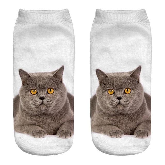 3D Kitten Ankle Socks - (25 Design Options) - (Colors Vary) - Girls and Ladies