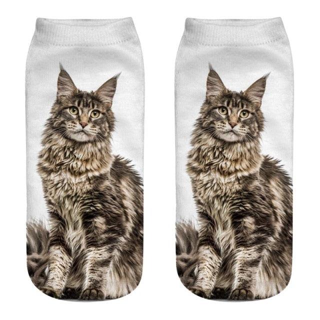 3D Kitten Ankle Socks - (25 Design Options) - (Colors Vary) - Girls and Ladies