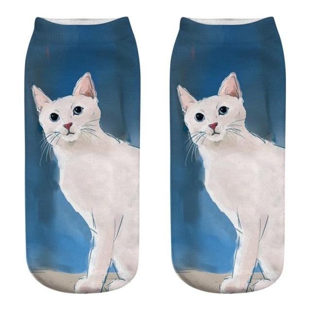 3D Kitten Ankle Socks - (25 Design Options) - (Colors Vary) - Girls and Ladies