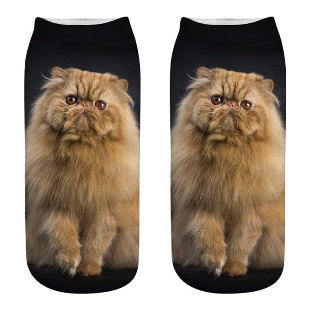 3D Kitten Ankle Socks - (25 Design Options) - (Colors Vary) - Girls and Ladies