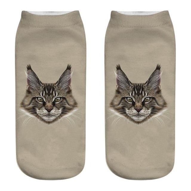 3D Kitten Ankle Socks - (25 Design Options) - (Colors Vary) - Girls and Ladies