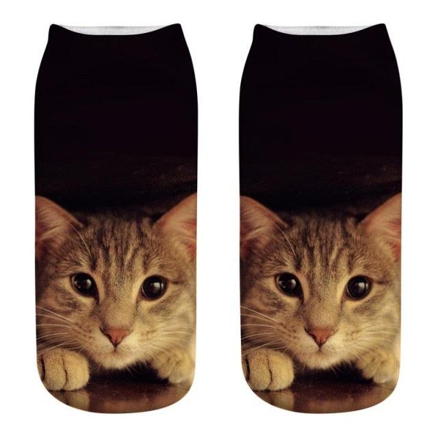 3D Kitten Ankle Socks - (25 Design Options) - (Colors Vary) - Girls and Ladies