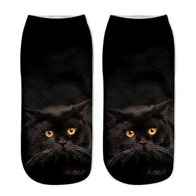 3D Kitten Ankle Socks - (25 Design Options) - (Colors Vary) - Girls and Ladies