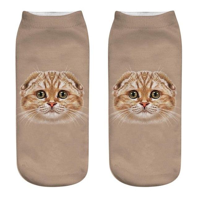 3D Kitten Ankle Socks - (25 Design Options) - (Colors Vary) - Girls and Ladies