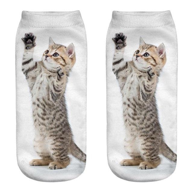 3D Kitten Ankle Socks - (25 Design Options) - (Colors Vary) - Girls and Ladies