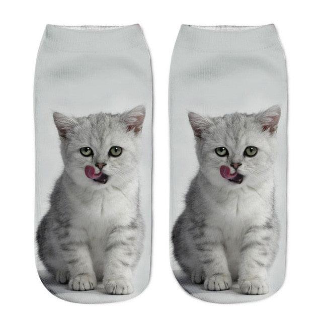 3D Kitten Ankle Socks - (25 Design Options) - (Colors Vary) - Girls and Ladies