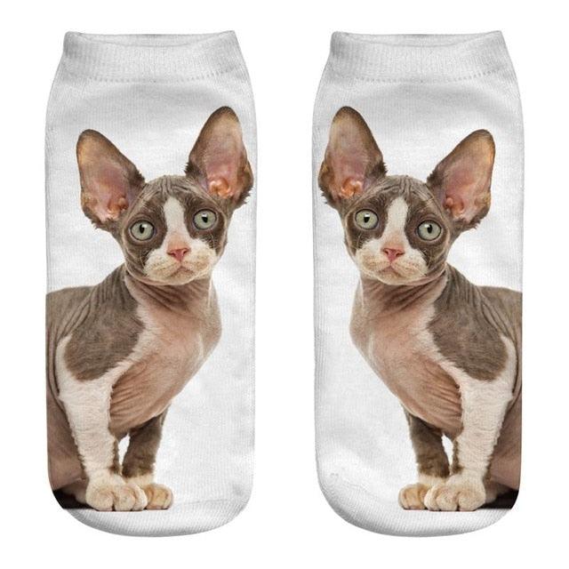 3D Kitten Ankle Socks - (25 Design Options) - (Colors Vary) - Girls and Ladies