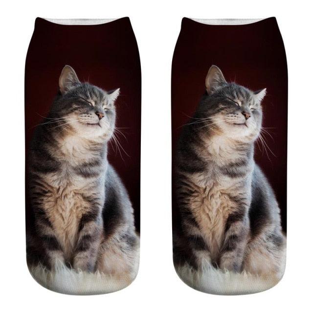 3D Kitten Ankle Socks - (25 Design Options) - (Colors Vary) - Girls and Ladies
