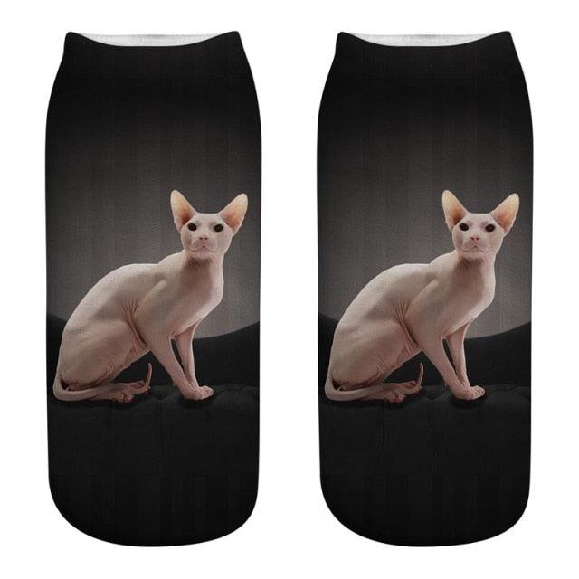 3D Kitten Ankle Socks - (25 Design Options) - (Colors Vary) - Girls and Ladies
