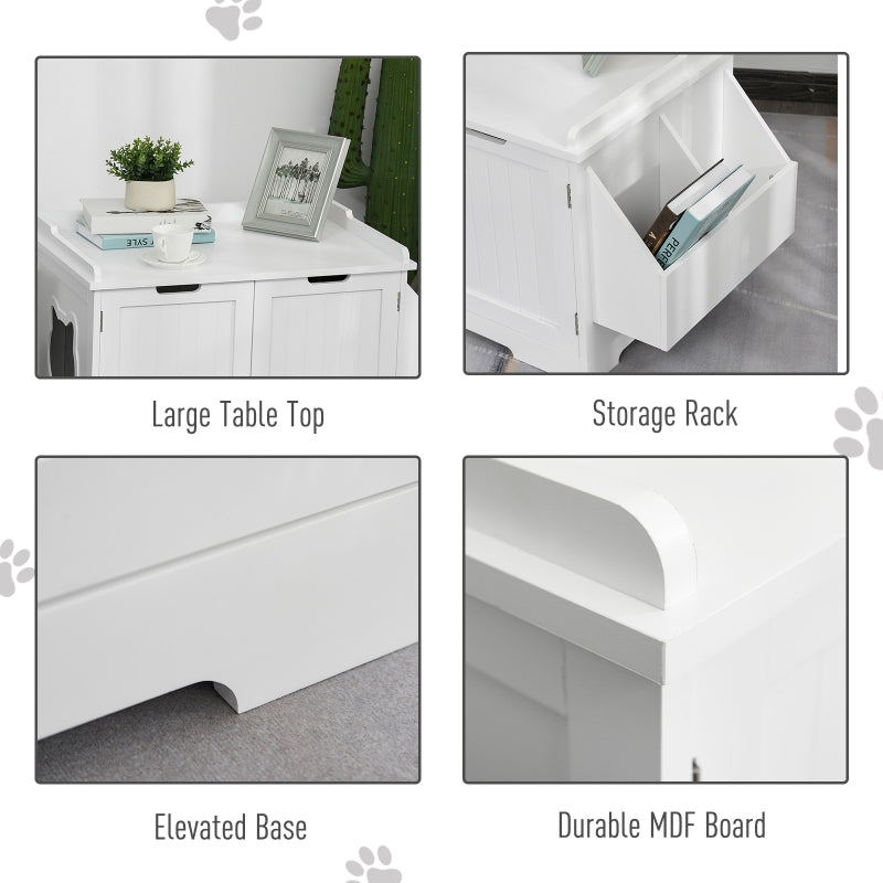 End Table and Litter Box Enclosure - Cat - (White, Brown) - (34.75" L x 19" W x 20.25" H - (While Supplies Last)